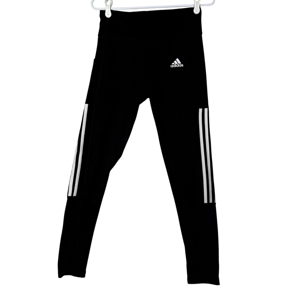 Adidas Primegreen Aeroready Leggings Black White Stripes Women's Size M Pocket